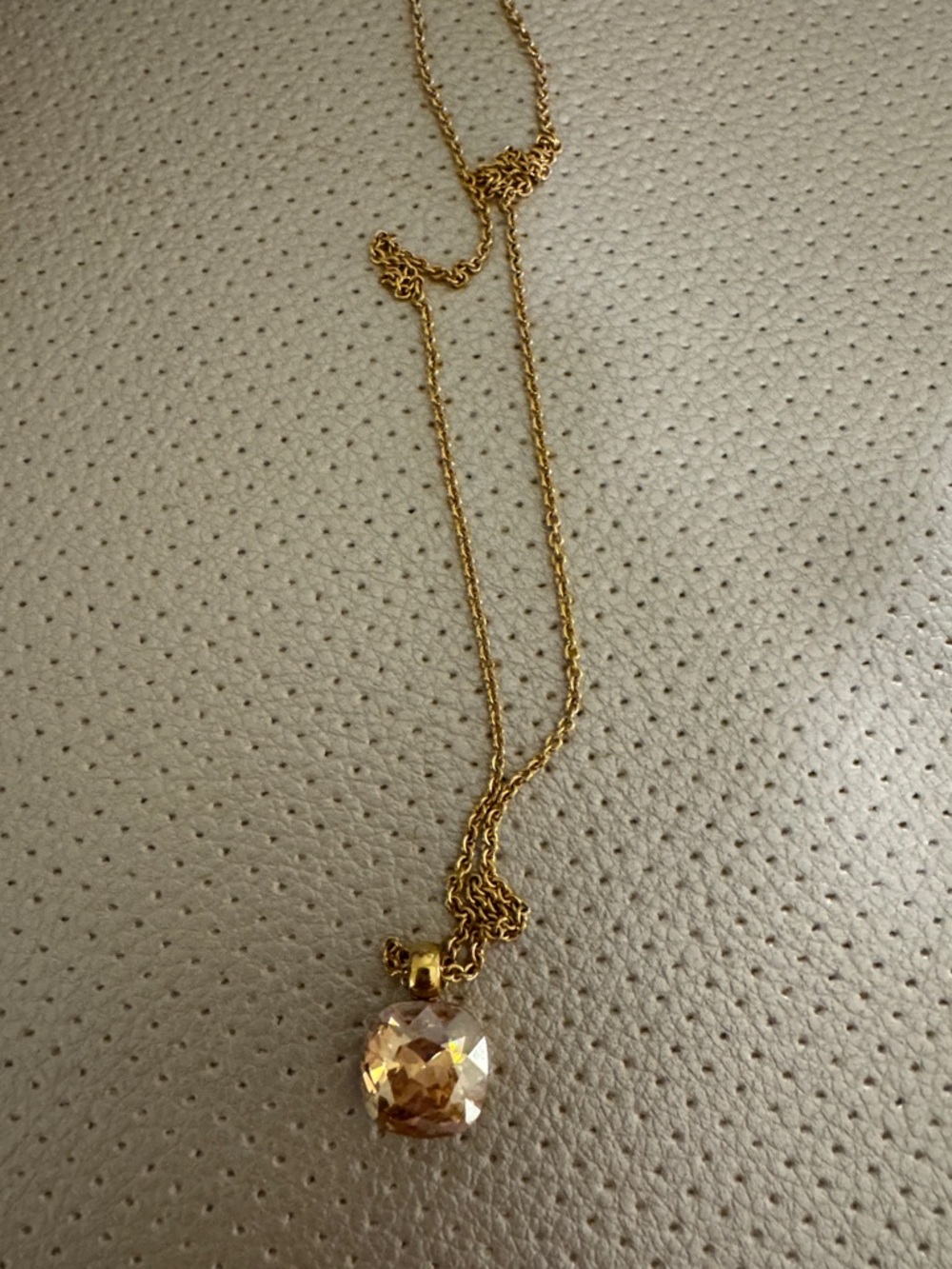 Gold-Tone Necklace with Champagne Crystal Pendant